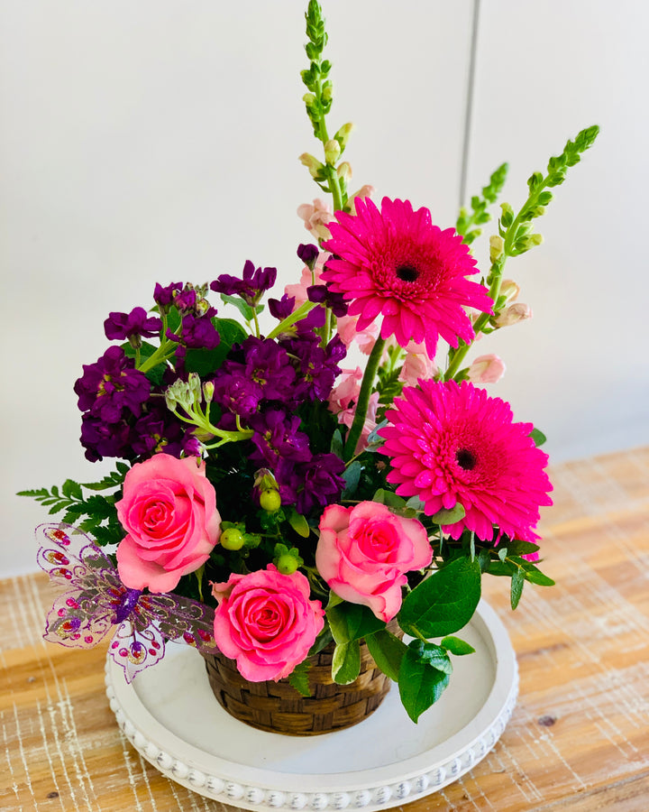 Summer Vibes Flower Basket Arrangement