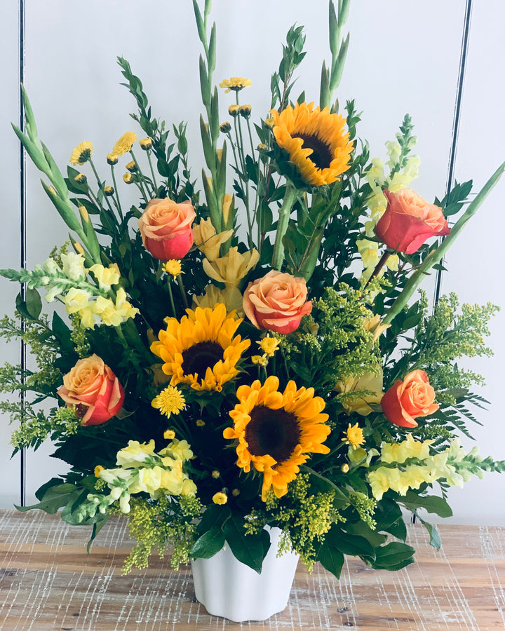 Golden Sunset Flower Arrangement