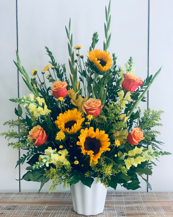 Golden Sunset Flower Arrangement